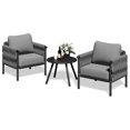 thumbnail image 5 of ECOPATIO Patio Furniture Set 3 Pieces, Modern Outdoor Furniture Sofa Bistro Sets with 6" Thickened Cushion, Metal Outdoor Couch Porch Pool Furniture(Grey), 5 of 10