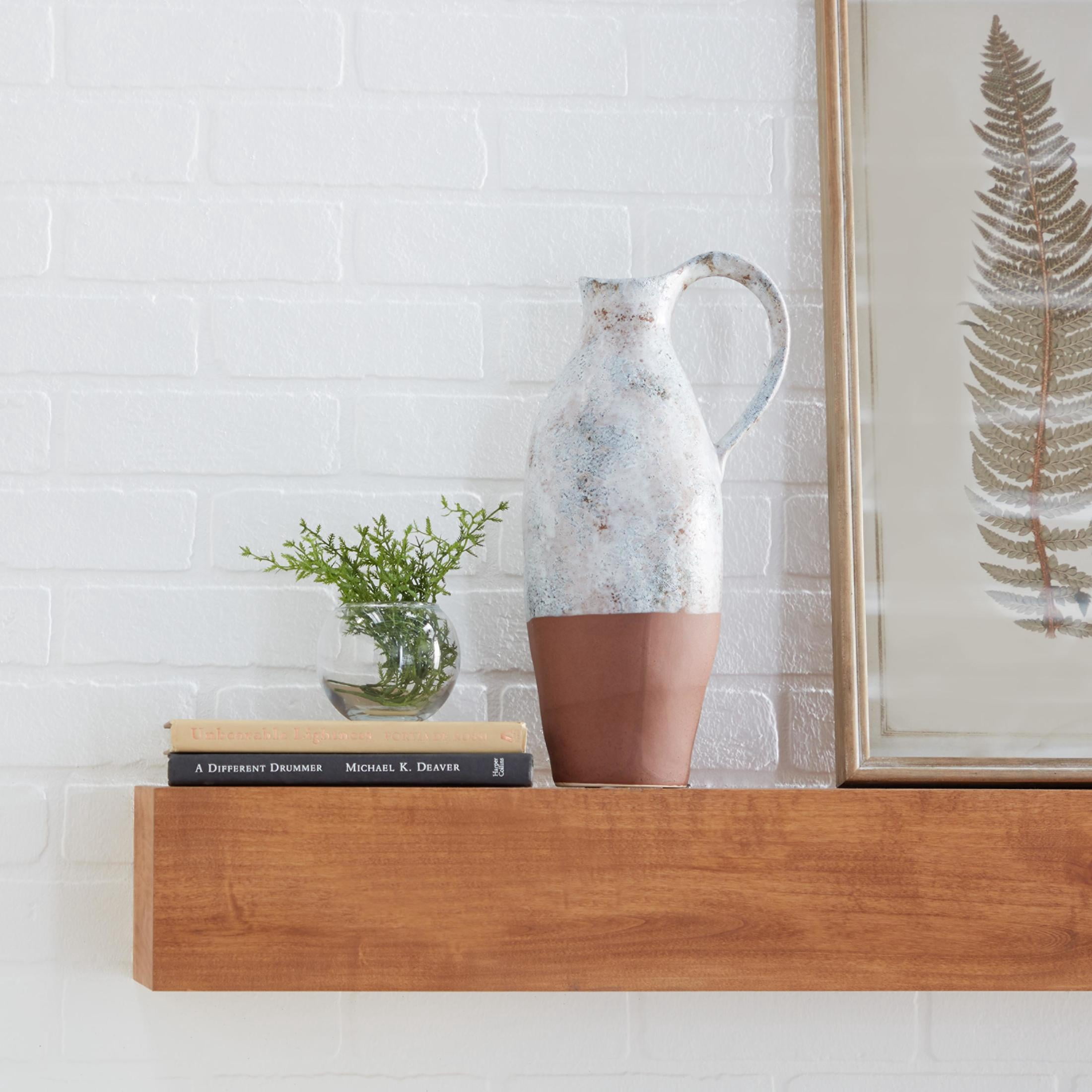 DecMode 14" Handmade White Ceramic Vase with Terracotta Accents