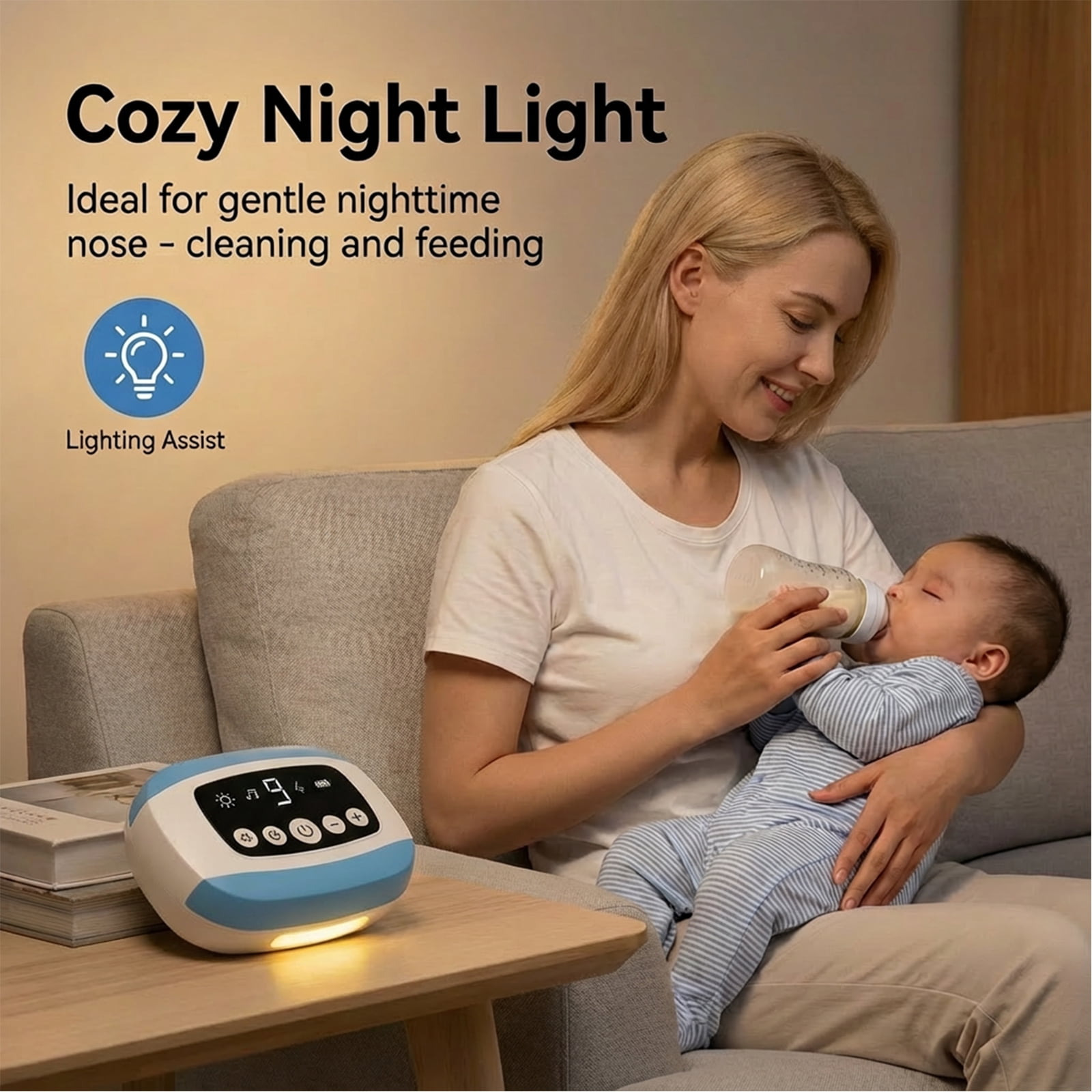 Nasal Aspirator for Baby, Hospital-Grade Nose Sucker with 9 Levels Suction, Night Light, Lullabies, Electric Nose Suction for Baby with Food-Grade Silicone Nozzles