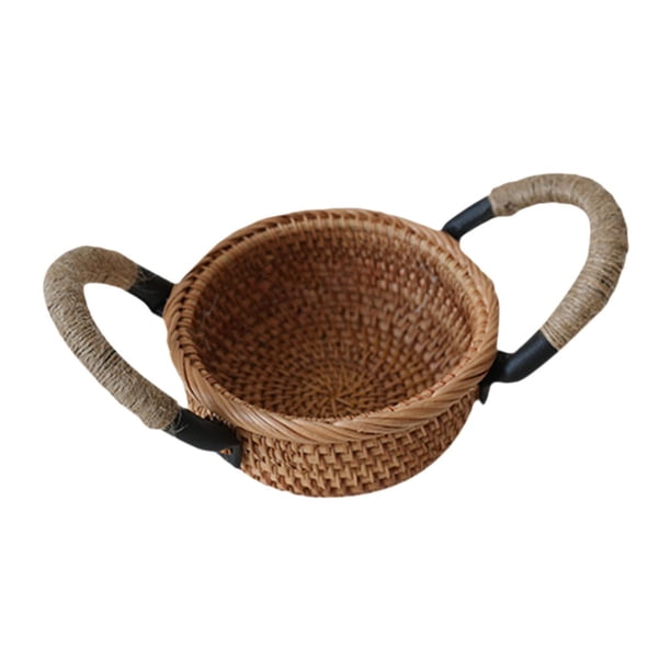 Cesta de frutas de ratán, cesta de aperitivos, organizador, cesta de pan tejida a mano novedosa para C