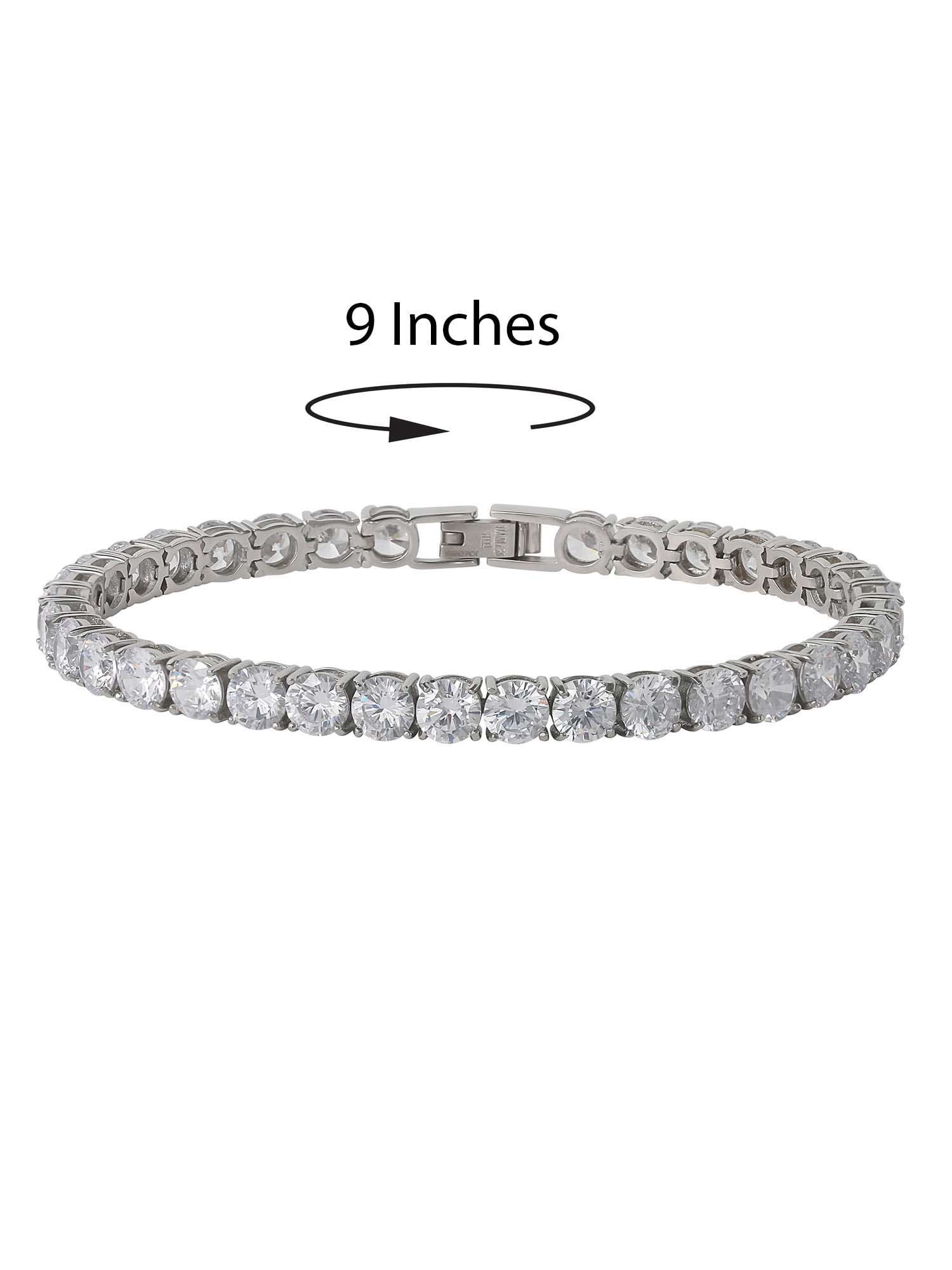 Brilliance Fine Jewelry Men’s Stainless Steel Simulated Diamond 6mm Bracelet, 8.25″