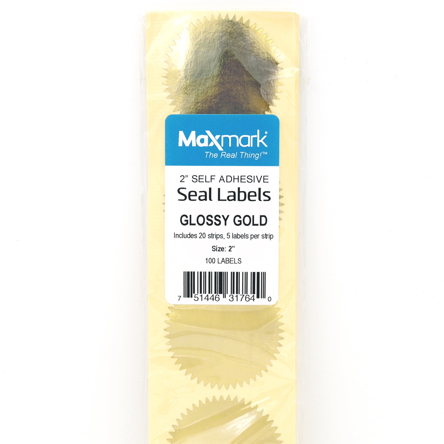MaxMark 2" Self Adhesive Glossy Gold Seal Labels for Certificates