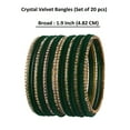 thumbnail image 5 of Efulgenz Indian Bangle Set Rhinestone CZ Crystal Velvet Bracelet Bangle Jewellery for Women (20 Pcs), Size-2.4, Green, 5 of 6
