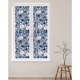 thumbnail image 2 of Window Privacy Film Navy Blue White Peony Stained Glass Window Film Decorative Sun Block Window Cover Vintage Floral Blossom Window Clings Static Adhesive Sticker for Bathroom 29.5"x118", 2 of 7