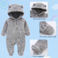 thumbnail image 3 of Mono de forro polar con capucha y orejas de oso para bebés CHAOJIESI, 9-12 M, gris, 3 of 6