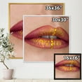 thumbnail image 4 of Designart 'Woman Lips Close-Up With Red Lipstick, Gold Paint' Modern Framed Canvas Wall Art Print, 4 of 5