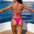 thumbnail image 4 of PWPSG Halter Triangle Bikini Two Piece Swimsuit with Rhinestone Accent Tie Side Bottom Pink M, 4 of 8