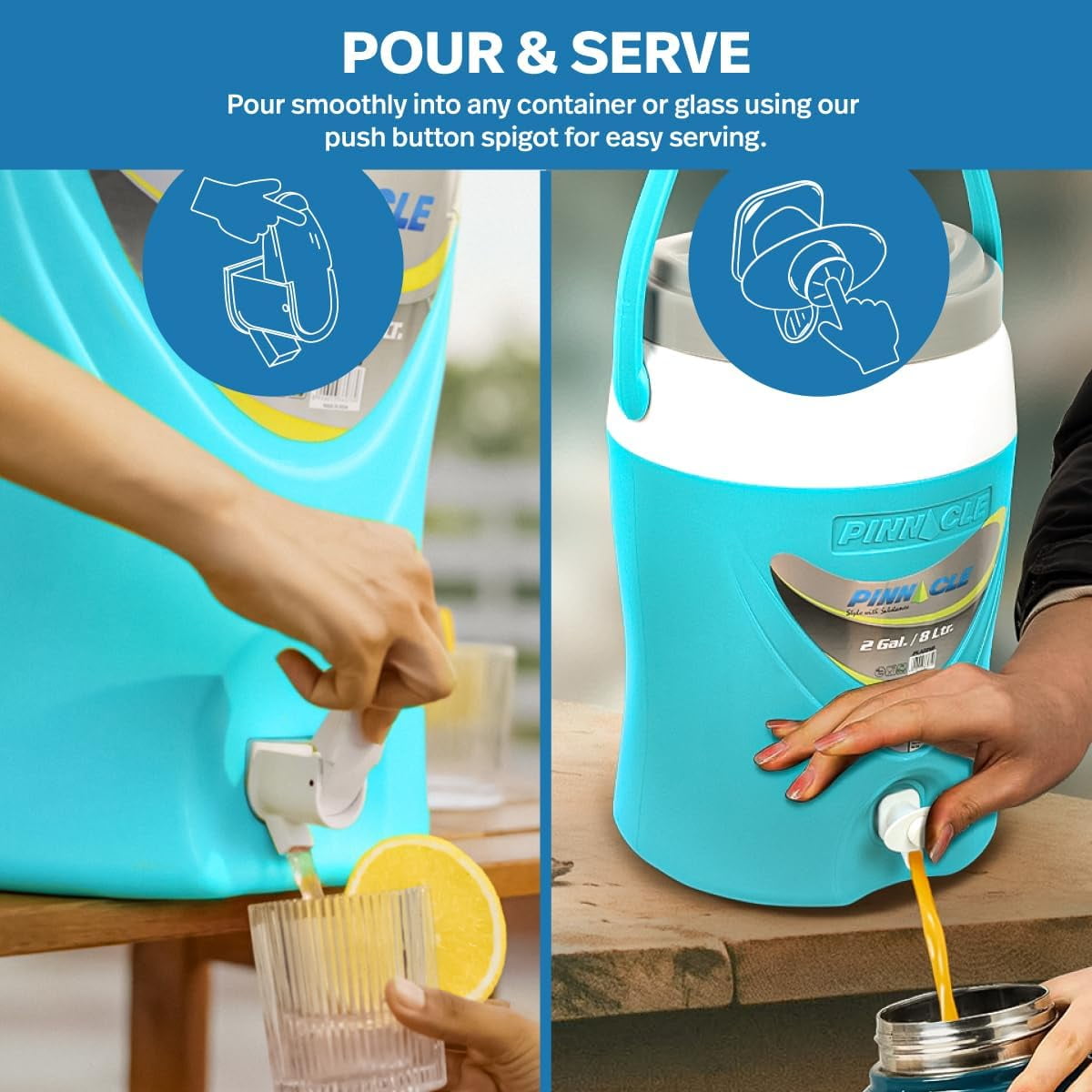 Pinnacle 10-Gal, 5-Gal & 2-Ga Insulated Water Jug Set with Spout – Leakproof Portable Cooler