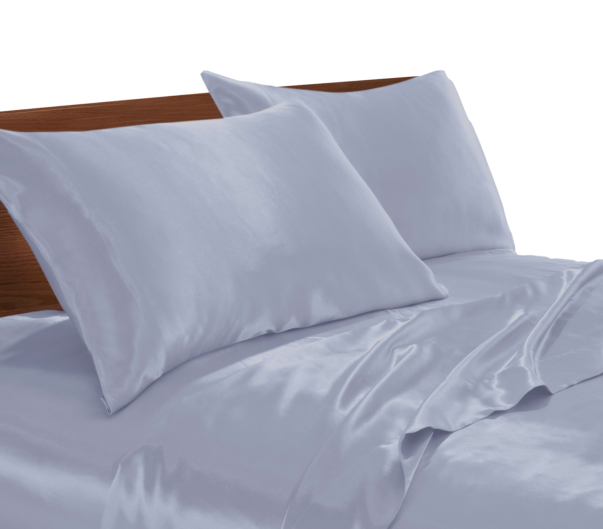 Satin Radiance 230 Thread Count Blue Solid Print Polyester Sheet Set, King, 4-Pieces