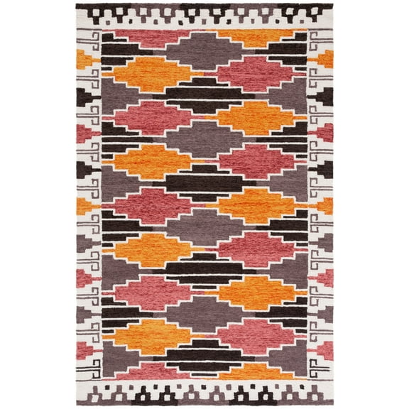 SAFAVIEH Rodeo Drive jordan Geometric Area Rug, Black/Rust, 5' x 8'