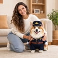 thumbnail image 4 of Funny Pilot Dog Costume, Standing Pet Uniform Outfit with Hat, Navy Blue Captain Suit with Belt Bag, Party Cosplay Apparel, for Small Medium Dogs Puppies Cats Photo Prop, 4 of 7
