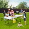 thumbnail image 4 of SuperDeal 8ft x 2.5ft Rectangle Folding Table Portable Picnic W/Handle White, 4 of 11