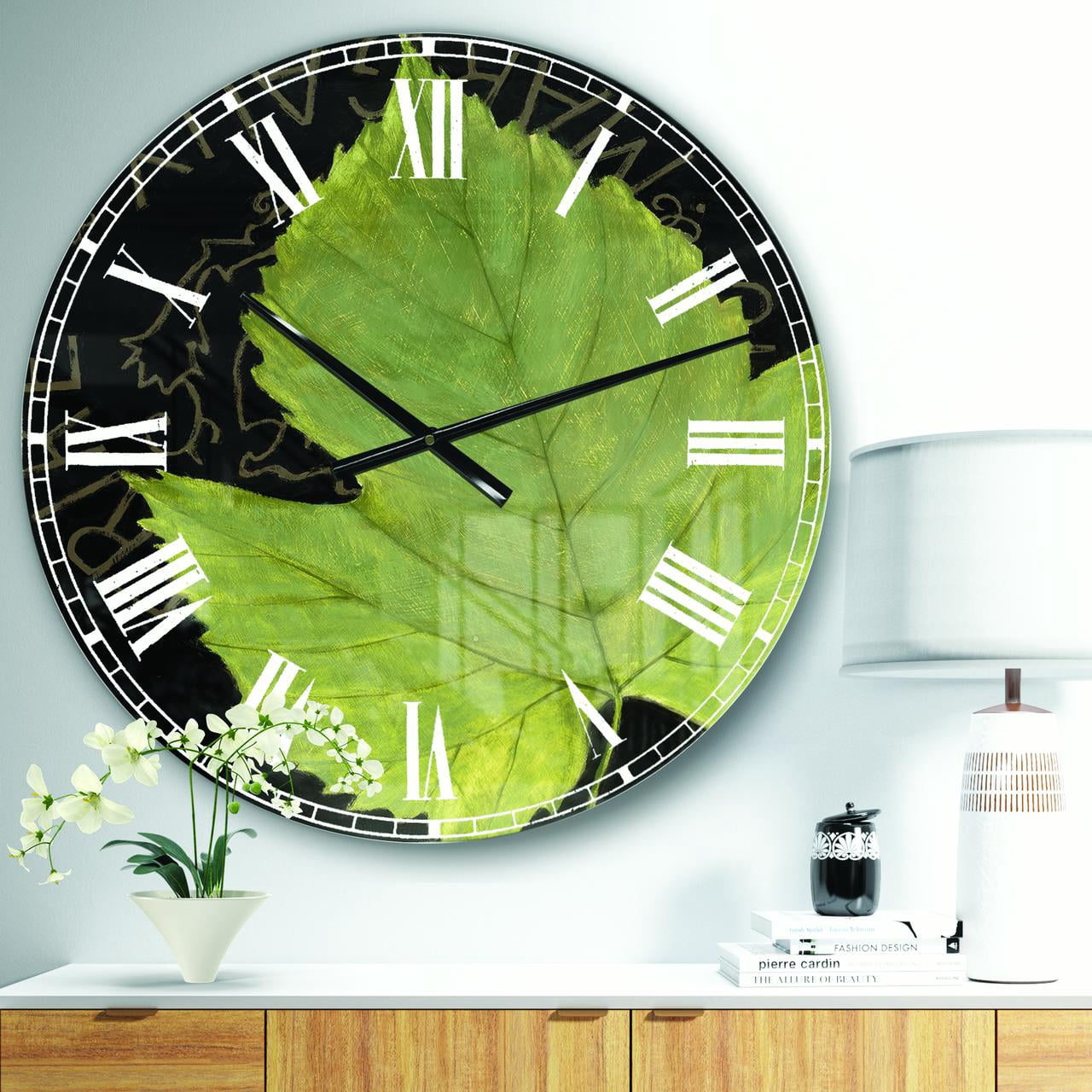 Designart Oversized Green Analog Round Modern Traditional Wall Clocks, CLM31125-C23