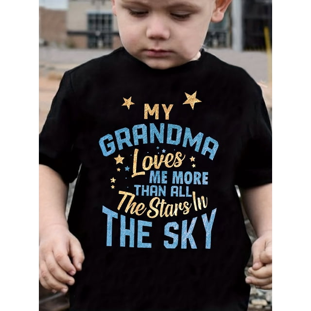 Casual Comfy Boys' Summer Tops - GRANDMA LOVES... Print Short Sleeve Crew Neck T-shirt - Trendy Casual Tee Tops Gift