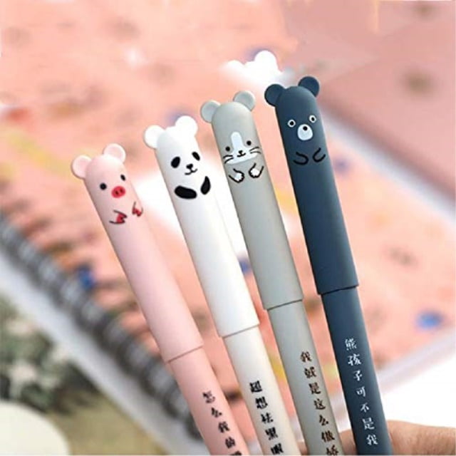 6pcs Cute Cartoon Kawaii Animal Ears Gel Ink Roller Ball Point Pen School Kids 