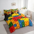 thumbnail image 3 of Feelyou Cartoon Building Blocks Bedding Comforter Set 7 Pieces, Pixelate Miner Full Bedding Set, Teens Kids Boys Girls Reversible Fitted Sheet Flat Sheet, Lightweight Room Decor, 3 of 8