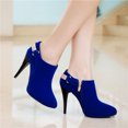 thumbnail image 3 of NOEGOEU Women's Suede Boots Platform Stiletto Ankle Boots Side Zip Fall Winter Dress Shoes (Blue,40), 3 of 5