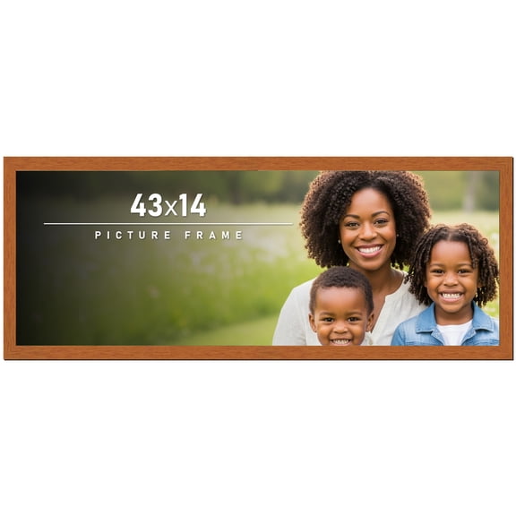 43x14 Frame Honey Pecan Brown Picture Frame - Modern Photo Frame Includes UV Acrylic Shatter Guard