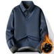 thumbnail image 1 of pstuiky camisas de hombre de manga larga, Suéter informal de manga larga con botones LED y dos camisas falsas para hombre Tops de hombre m, 1 of 7