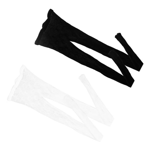 RENACLIPY Women's High Elasticity White Thigh High Tights Nylons 2-Pack for Costume Party and Daily Wear