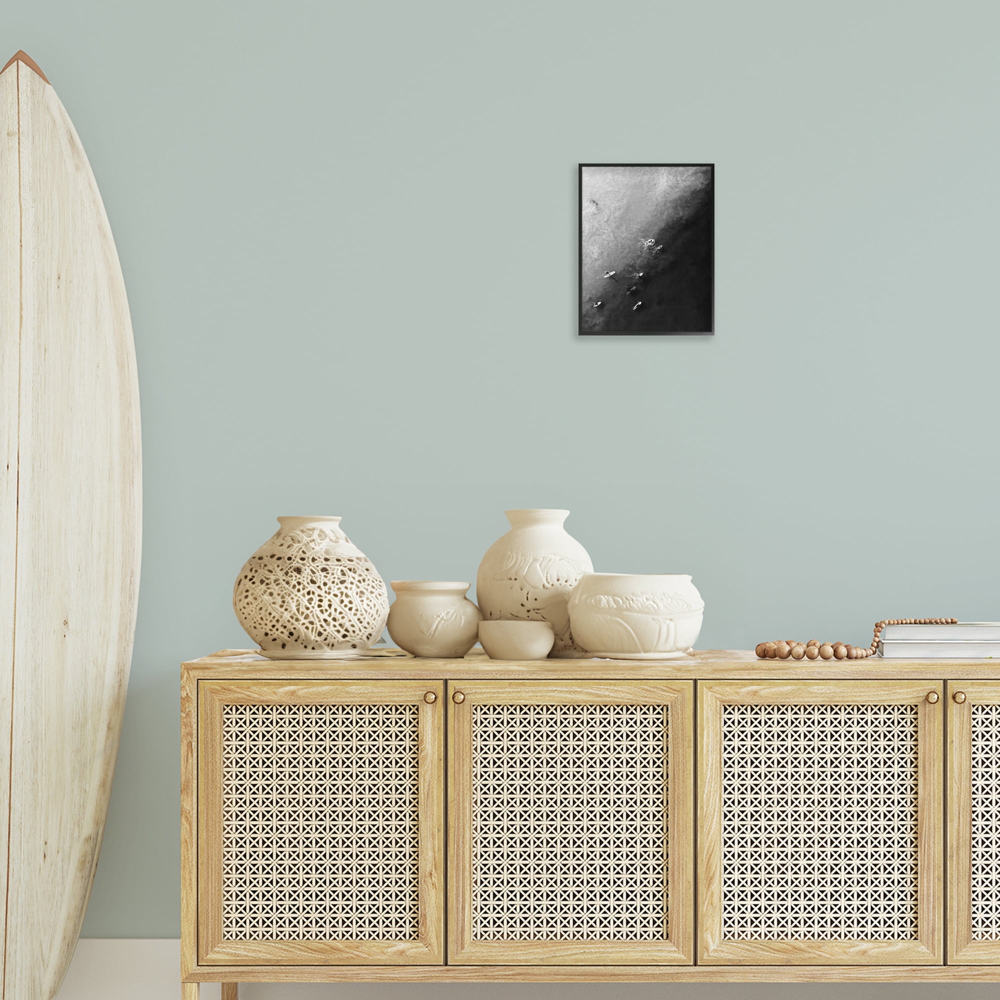 Stupell Industries Aerial Paddling Surfboards Sports Photography Black Framed Art Print Wall Art, 11 x 14