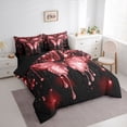 thumbnail image 3 of Homewish Romantic Butterfly Animal Bedding Comforter Set 7pcs, Red Sequin Print King Bedding Sets, Couple Anniversary Reversible Bed Sheets, Ultra Soft Bedroom Decor, 3 of 7