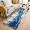 thumbnail image 2 of Blue White Abstract Art Runner Rug for Hallway 2x6ft, Modern Painting Mottled Texture Non Slip Floor Mat Washable Low-Profile Indoor Carpet for Living Room, Bedroom, Dining Room, 2 of 9