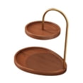 thumbnail image 4 of Bandeja de madera de estilo rústico con dos niveles, bandeja decorativa de dos niveles, soporte para joyas, maquillaje, collares y baño., 4 of 9