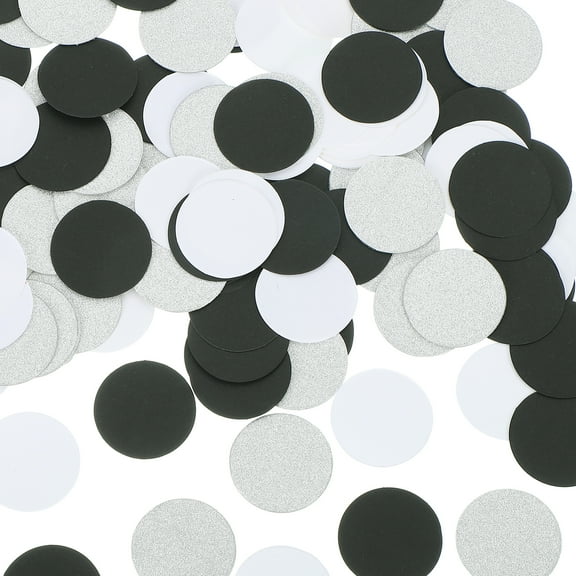 Uxcell 200Pcs Round Confetti Glitter Confetti Table Confetti Decor for Party Decorations, 1.2 x 1.2 Inch, Silver, Black, White