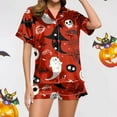 thumbnail image 6 of Womens Pajama Sets Comfortable Home Leisure Stylish Halloween Printed Shorts Outfits Easy Care Relaxed Fit Sleepwear Loungewear Nightwear Nightclothes Homewear, 6 of 7