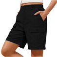 thumbnail image 4 of Womens Summer Shorts Relaxed Fit 2026 Casual High Waisted Cargo Shorts with Pockets Outdoor Vacation Shorts by Yigetop Black L, 4 of 5