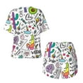 thumbnail image 6 of Wukai Fun Animal with Unicorn Print Women's Pajama Set - Short-Sleeve Top and Shorts with Elastic Waistband and Pockets for Loungewear, Yoga, and Casual Wear-Medium, 6 of 8