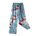 thumbnail image 3 of Autumn Winter Holiday Season Snowman Candy Cane Flannel Pajama Pants for Adults, 3 of 5