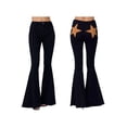 thumbnail image 3 of Pantalones Vaqueros Acampanados con Parches de Estrellas para Mujer, Cintura Media, Corte Acampanado, Elásticos, Pierna Recta, Ajustados. Negro L, 3 of 9