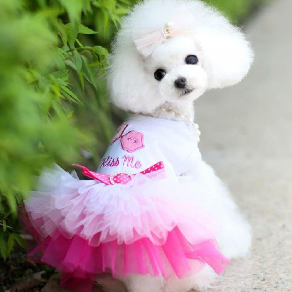 HAOAN Small Dog Dress Cute Tutu Princess Dress Lip Printed Puppy Dresses for Girl Small Dogs in Summer Pink S Walmart