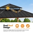thumbnail image 4 of Modern Shade Hardtop Gazebo 12' x 12' with 4 LED Lights, Permanent Gazebo with Double Galvanized Steel Roof for Outdoor Backyard, Brown, 4 of 9