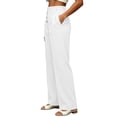 thumbnail image 5 of Womens Wide Leg Pants Straight Elastic High Waisted Cropped Pants Baggy Ice Textile Casual Trousers with Pockets, 5 of 6
