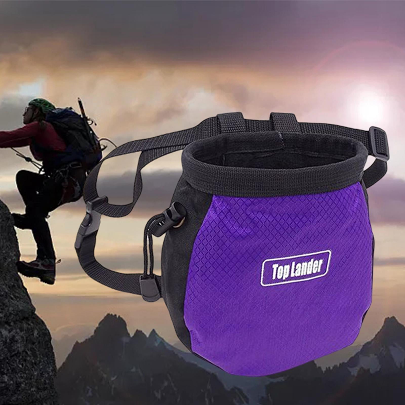 Outdoor Climbing Chalk Bag With Adjustable Belt Back Zipped Pocket Rock Climbers 