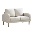 thumbnail image 3 of Husbedom 50" Small Modern Loveseat Sofa, Mid-Century Upholstered Loveseat 2-Seater Button Tufted Sofa with 2 Removable Backs for Small Spaces, Living Room and Bedroom, Beige, 3 of 7