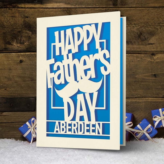 Personalized Father's Day Greeting Card, Papercut Beard Happy Father's Day Card, Gift for Dad Stepdad Grandpa Uncle