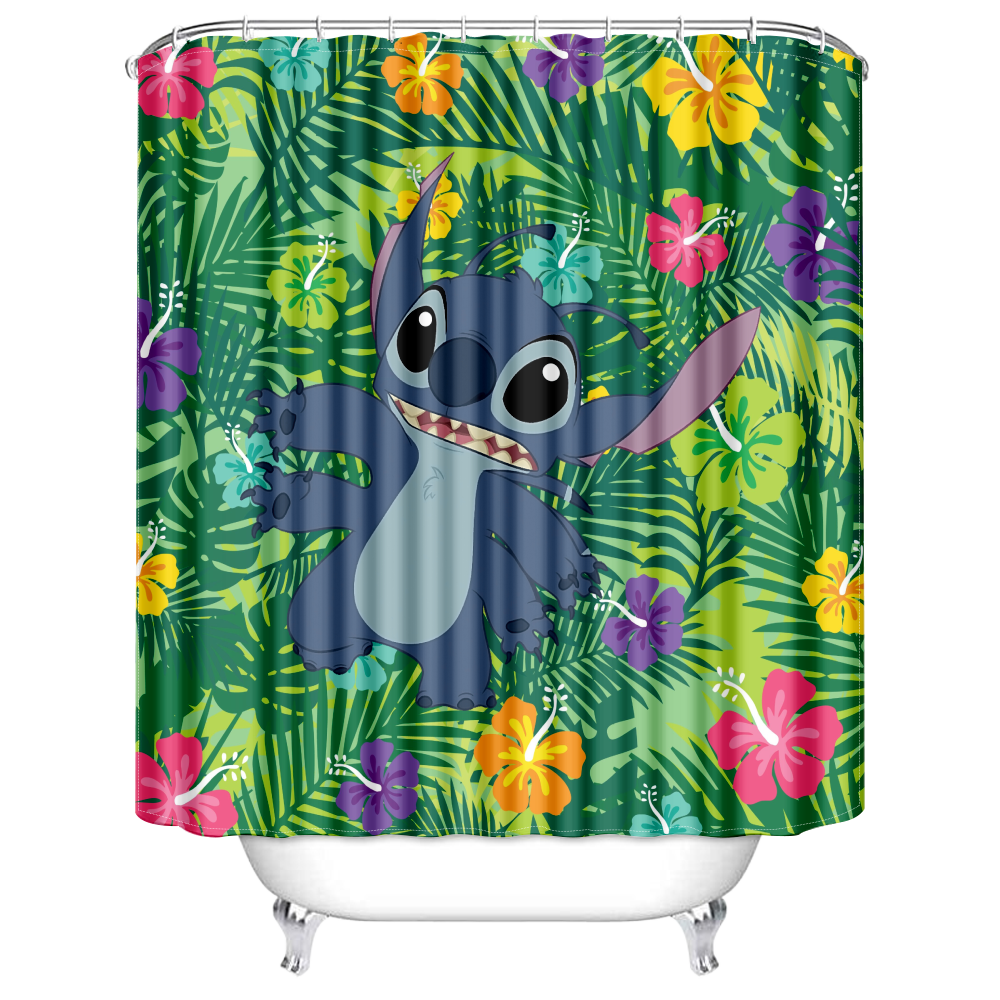Lilo & Stitch Shower Curtain for Bathroom Decor Bath Curtains Set with 12 Hooks 35x72 inches