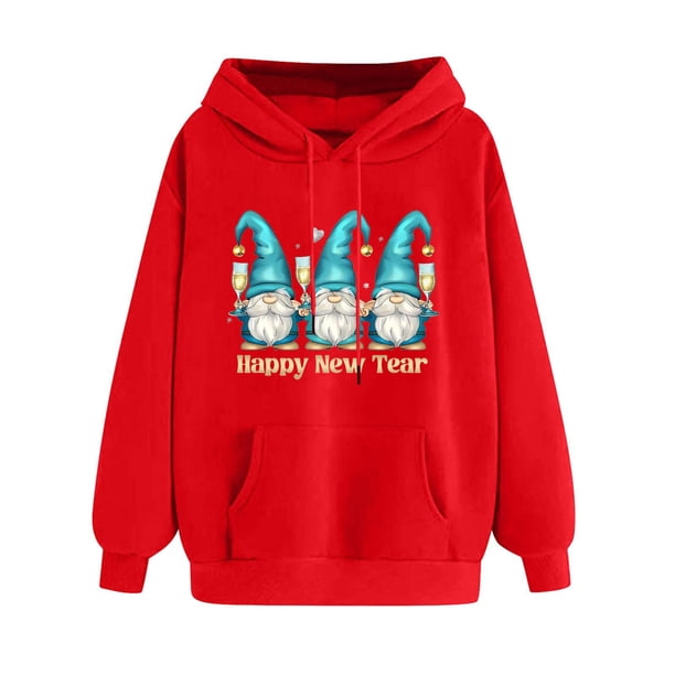 WILLBEST Sudadera de Mujer con Capucha Estampada Navideña para Otoño/Invierno, Talla Grande, Gruesa, Informal y Holgada Grande