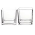 thumbnail image 1 of Square Glass Candle Holders For Home Decor 10X10X10CM Creative Hydroponic Vases 2Pcs, 1 of 5