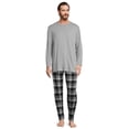 thumbnail image 5 of Hanes Men's and Big Men's Comfortsoft Long Sleeve Crew and Cotton Flannel Pajama Pants Set, 2-Piece, 5 of 5