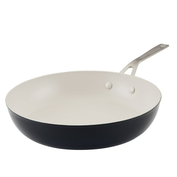 KitchenAid Ceramic Forged 12 Inch Nonstick Frying Pan, Dishwasher Safe and Oven Safe to 500°F, Onyx Black