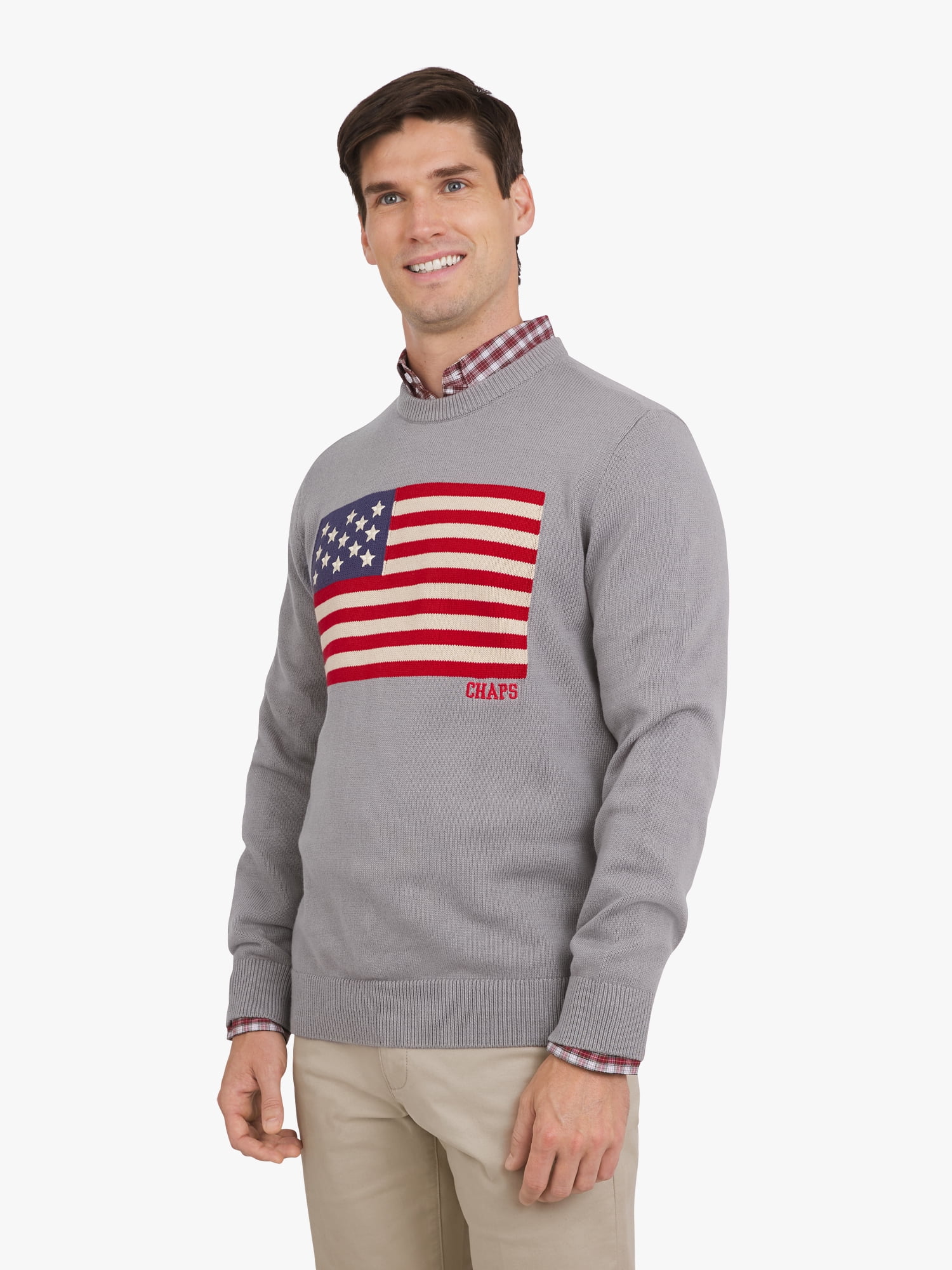 Chaps Men's & Big Men's Long Sleeve Flag Crewneck Sweater, Sizes S-3XL