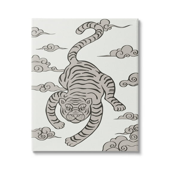 Stupell Industries Traditional Tiger Stripes Cloud Pattern Jungle Animal Graphic Art Gallery Wrapped Canvas Print Wall Art, Design by Ziwei Li