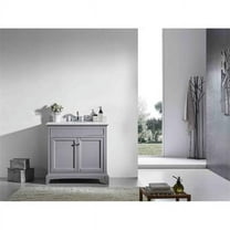 Elite Stamford 36 Inch Gray Solid Wood Bathroom Vanity Set with Double OG White Carrera Marble Top & White Undermount Porcelain Sink