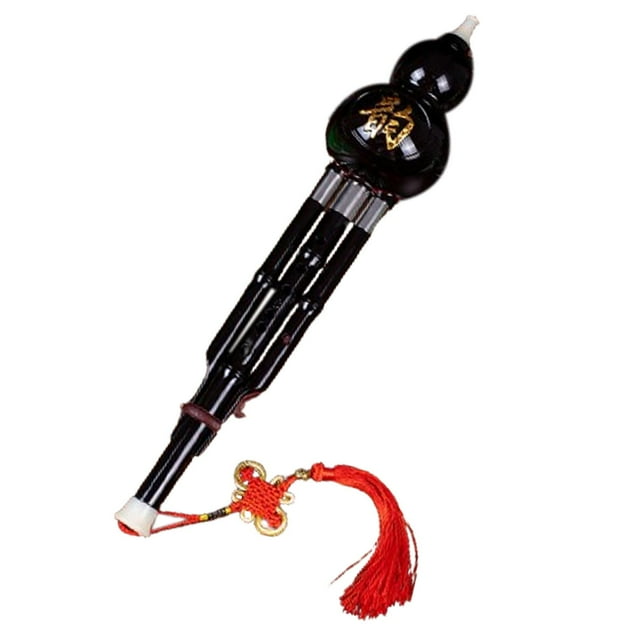 QualitChoice Gourd Hlute Wind Instrument with Chinese Knot Chinese Woodwind Hulusi Flute Black C Key