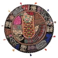 thumbnail image 2 of Stylo Culture Ethnic Floor Pillow Cushion Vintage Patchwork Cover Black 40x40 Inch Giant Decorative Round Decor Seating Tuffet Seat Pouf Cover Footstool Cotton Embroidered 1 Pc, 2 of 4